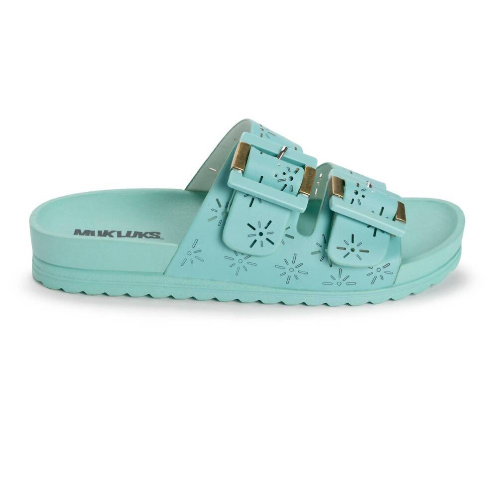 NEW MUK LUKS women's grand cayman perforated sandal in aqua